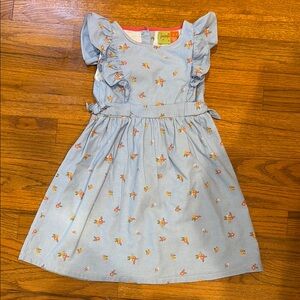 Penelope Mack Blue and Gold Flutter Sleeve Sundress